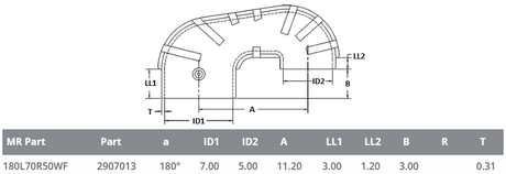 7" ID to 5" ID - 180 Degree Reducing - Rubber