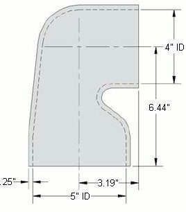 4" ID to 5" ID - Cobra Head Reducing - Rubber