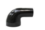 Silicone 90 Degree Reducing Elbow 5" to 3" ID Gloss Black - One Short Leg