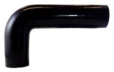 Silicone Elbow 2.5" ID X 90 Degree - Gloss Black - One Long Leg