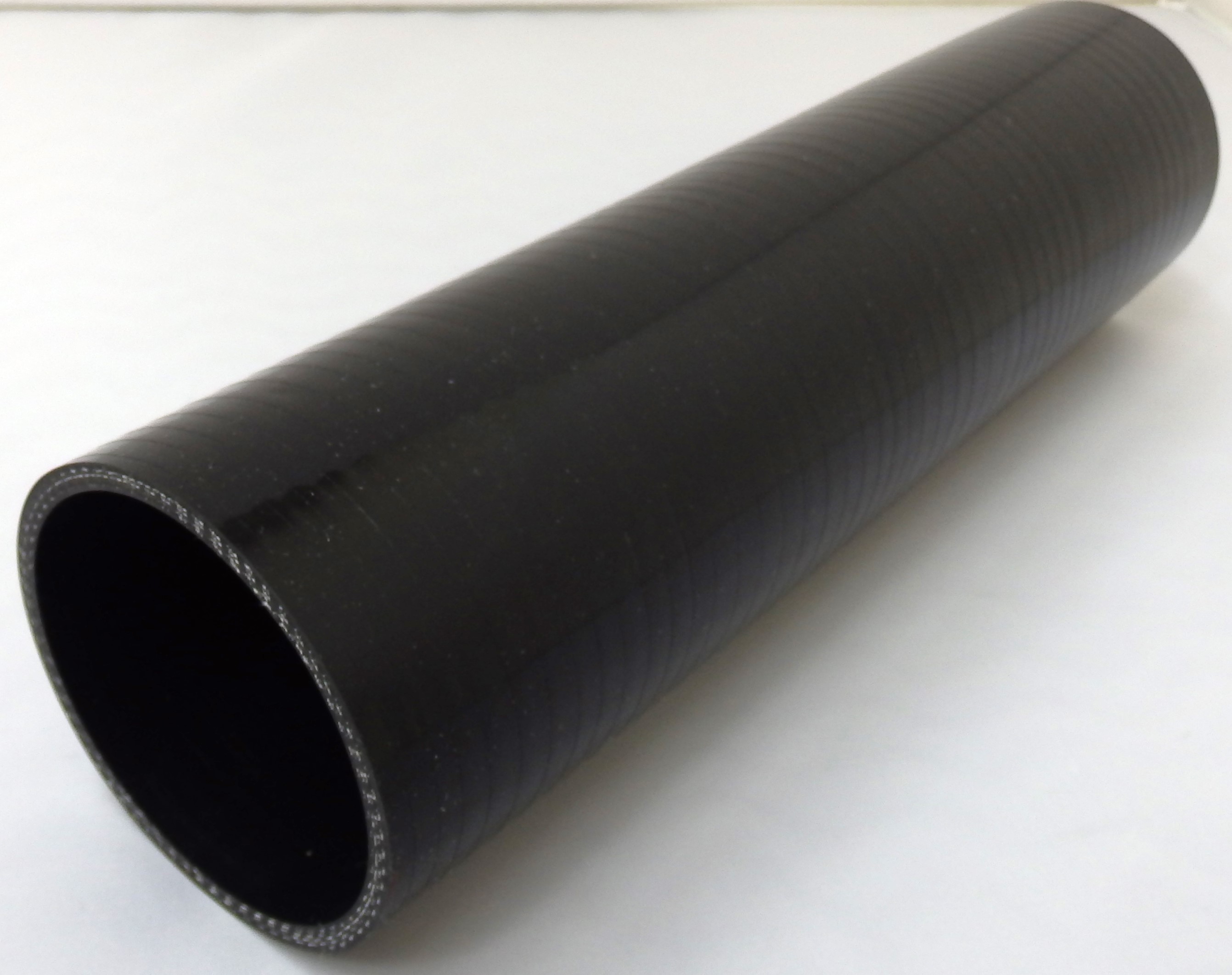 Silicone Sleeve 3" ID X 12" Long - Gloss Black - Black Liner